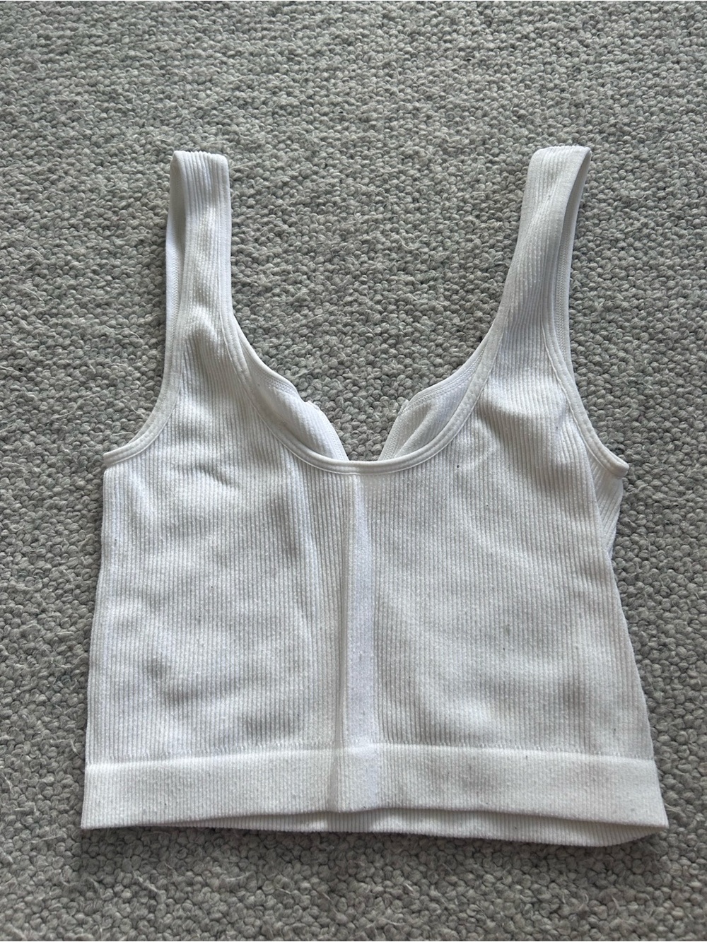 White Ribbed Notch Tank Top - Picture 2 of 3
